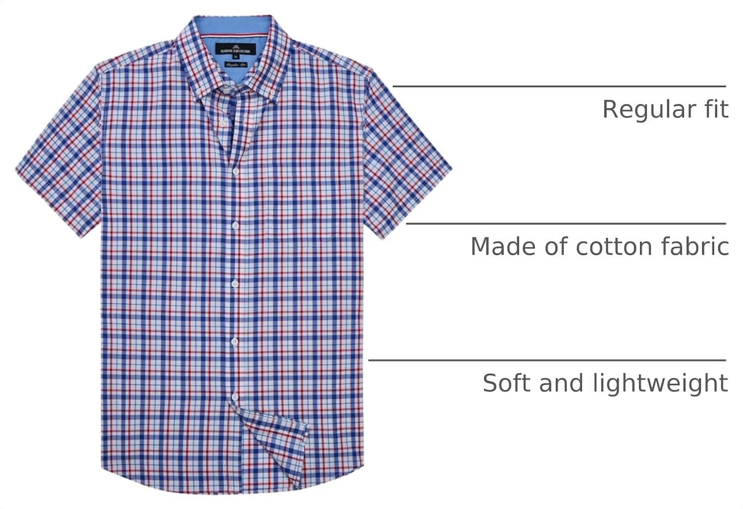 image:imageAlimens amp Gentle Plaid Mens Short Sleeve Button Down Shirts with PocketBlue Red Plaid