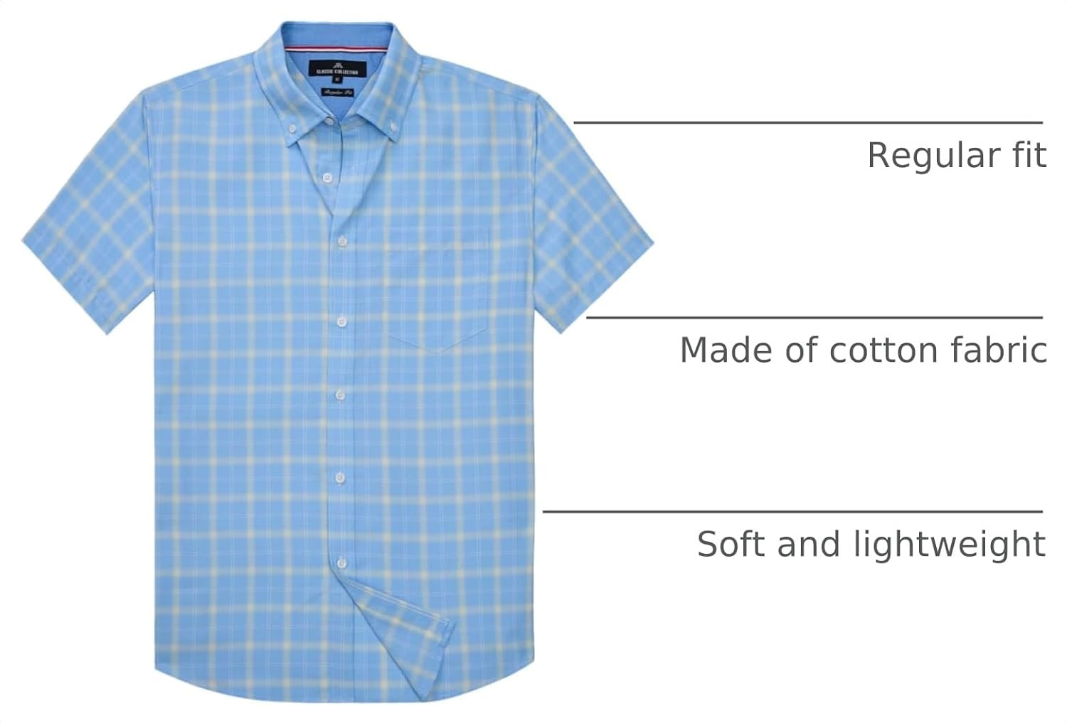 image:imageAlimens amp Gentle Plaid Mens Short Sleeve Button Down Shirts with PocketBlue Yellow Plaid