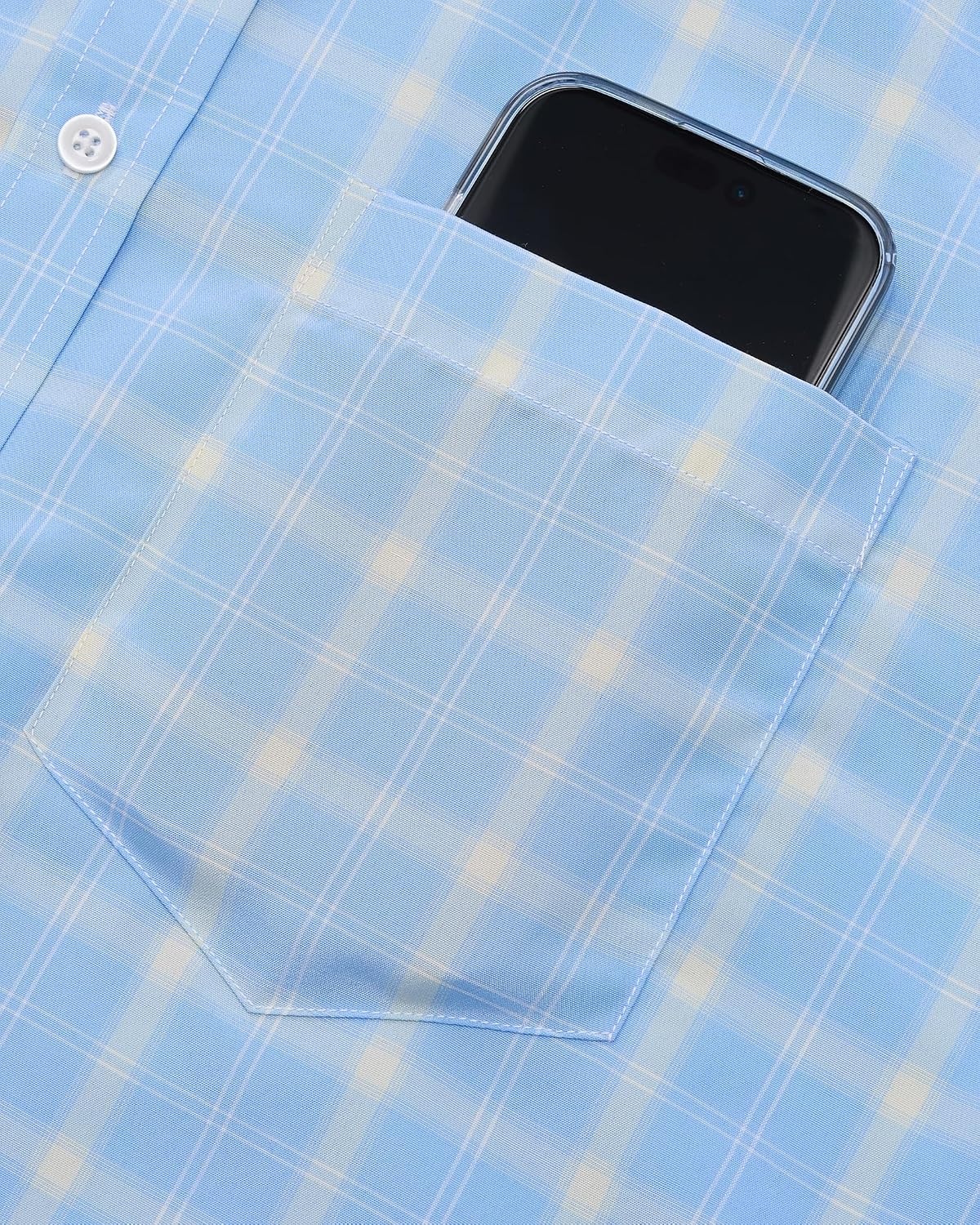 image:imageAlimens amp Gentle Plaid Mens Short Sleeve Button Down Shirts with PocketBlue Yellow Plaid