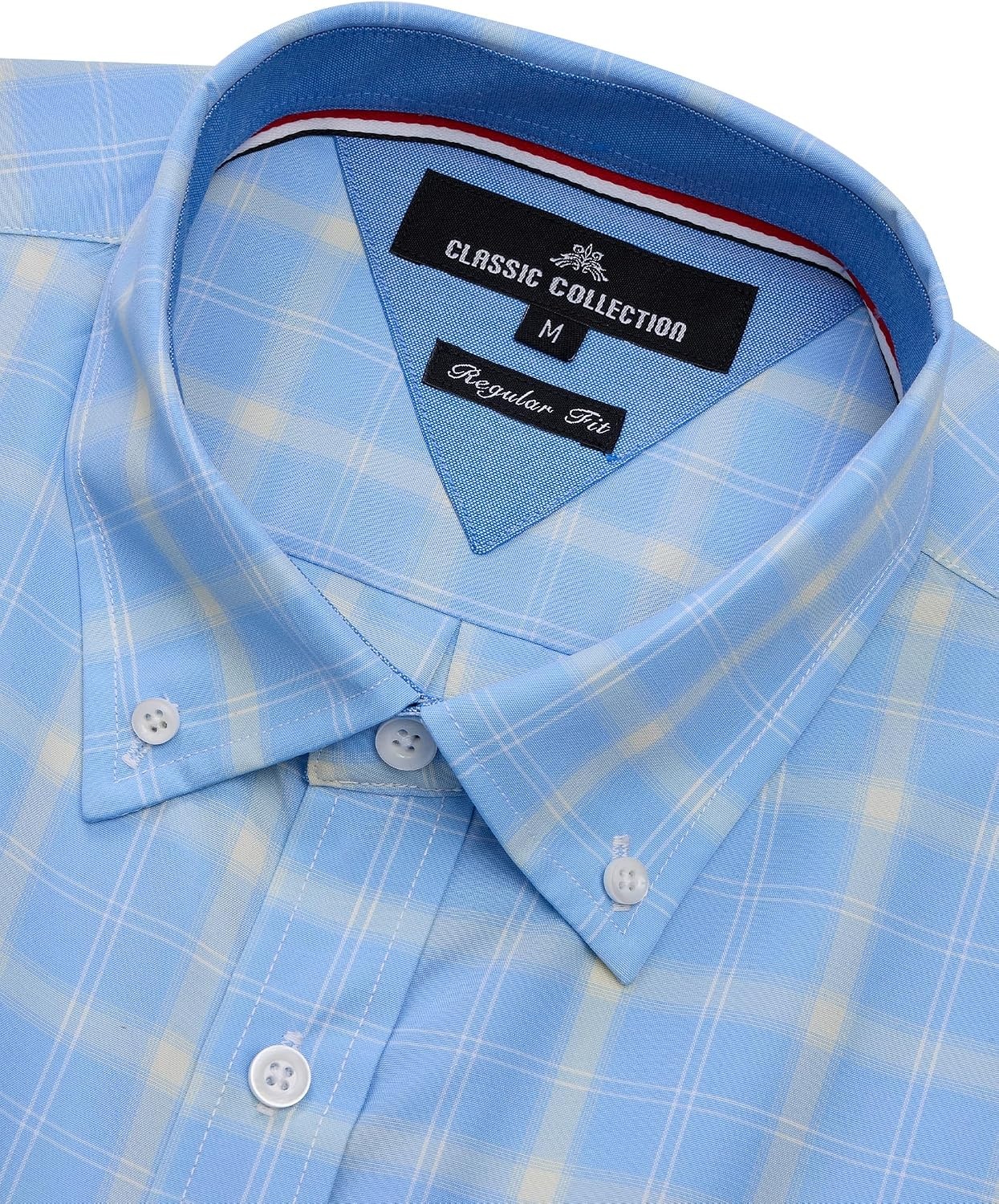 image:imageAlimens amp Gentle Plaid Mens Short Sleeve Button Down Shirts with PocketBlue Yellow Plaid