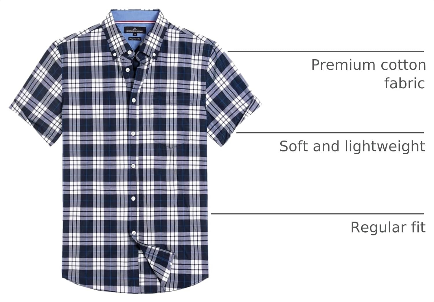 image:imageAlimens amp Gentle Plaid Mens Short Sleeve Button Down Shirts with PocketNavy Blue Plaid
