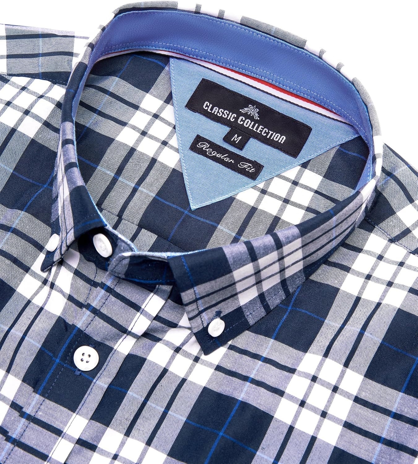 image:imageAlimens amp Gentle Plaid Mens Short Sleeve Button Down Shirts with PocketNavy Blue Plaid