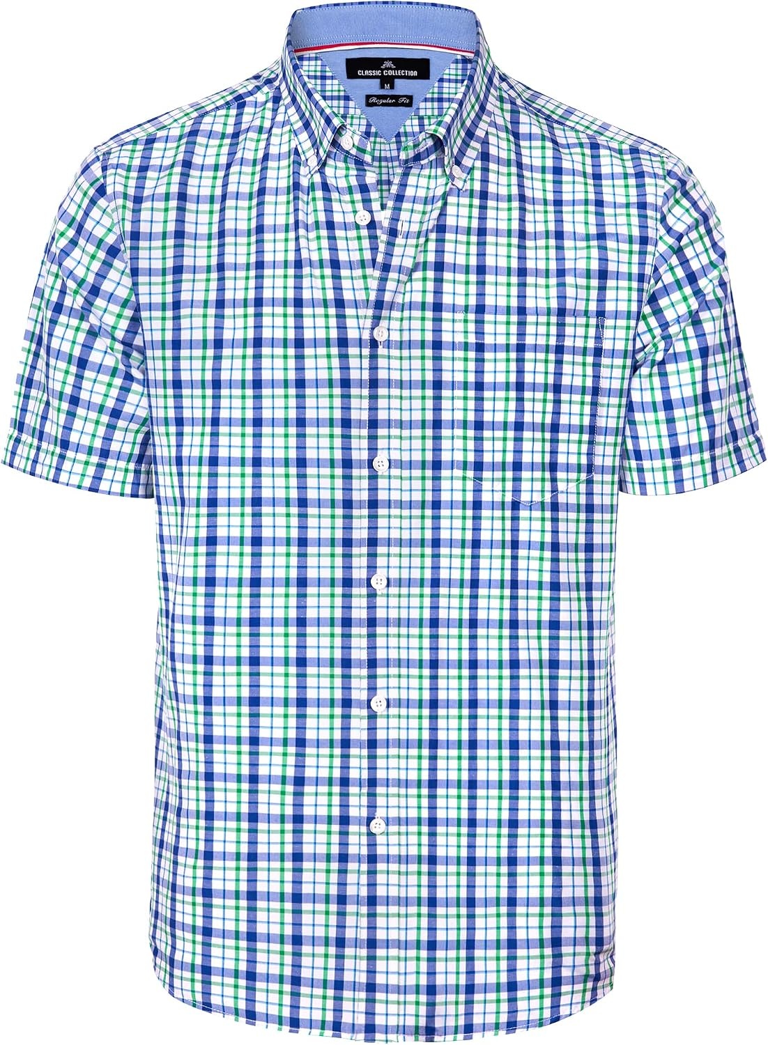 image:imageAlimens amp Gentle Plaid Mens Short Sleeve Button Down Shirts with PocketNavy Green Check