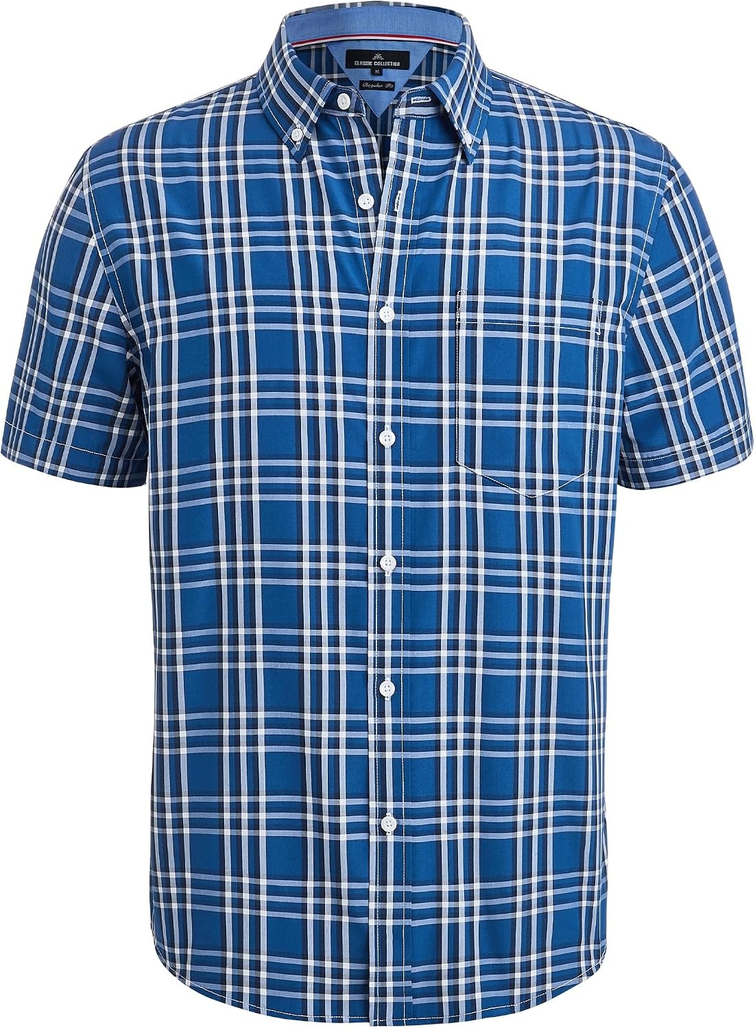 image:imageAlimens amp Gentle Plaid Mens Short Sleeve Button Down Shirts with PocketNavy White Check
