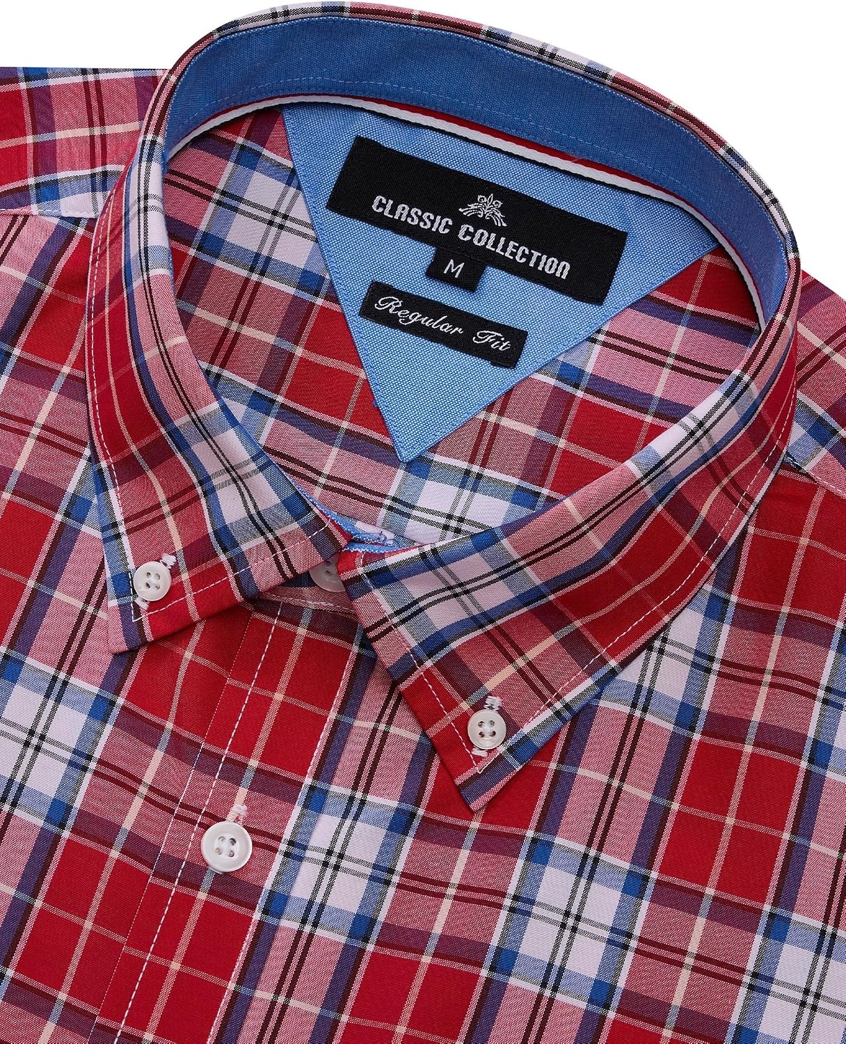 image:imageAlimens amp Gentle Plaid Mens Short Sleeve Button Down Shirts with PocketRed Blue Plaid