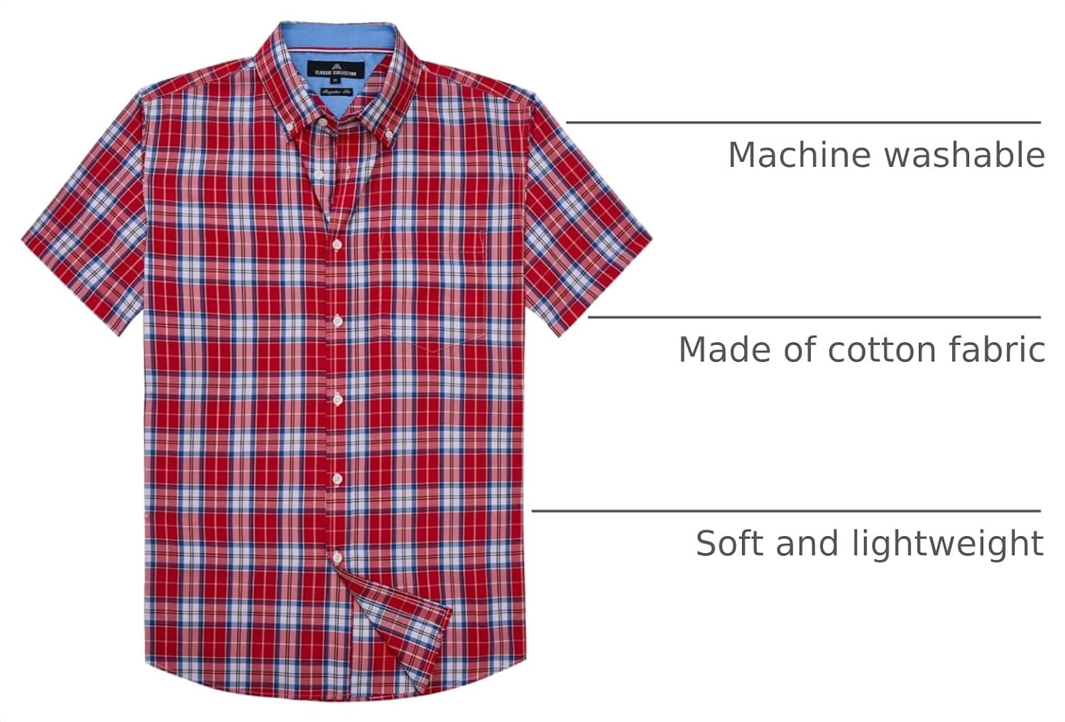 image:imageAlimens amp Gentle Plaid Mens Short Sleeve Button Down Shirts with PocketRed Blue Plaid