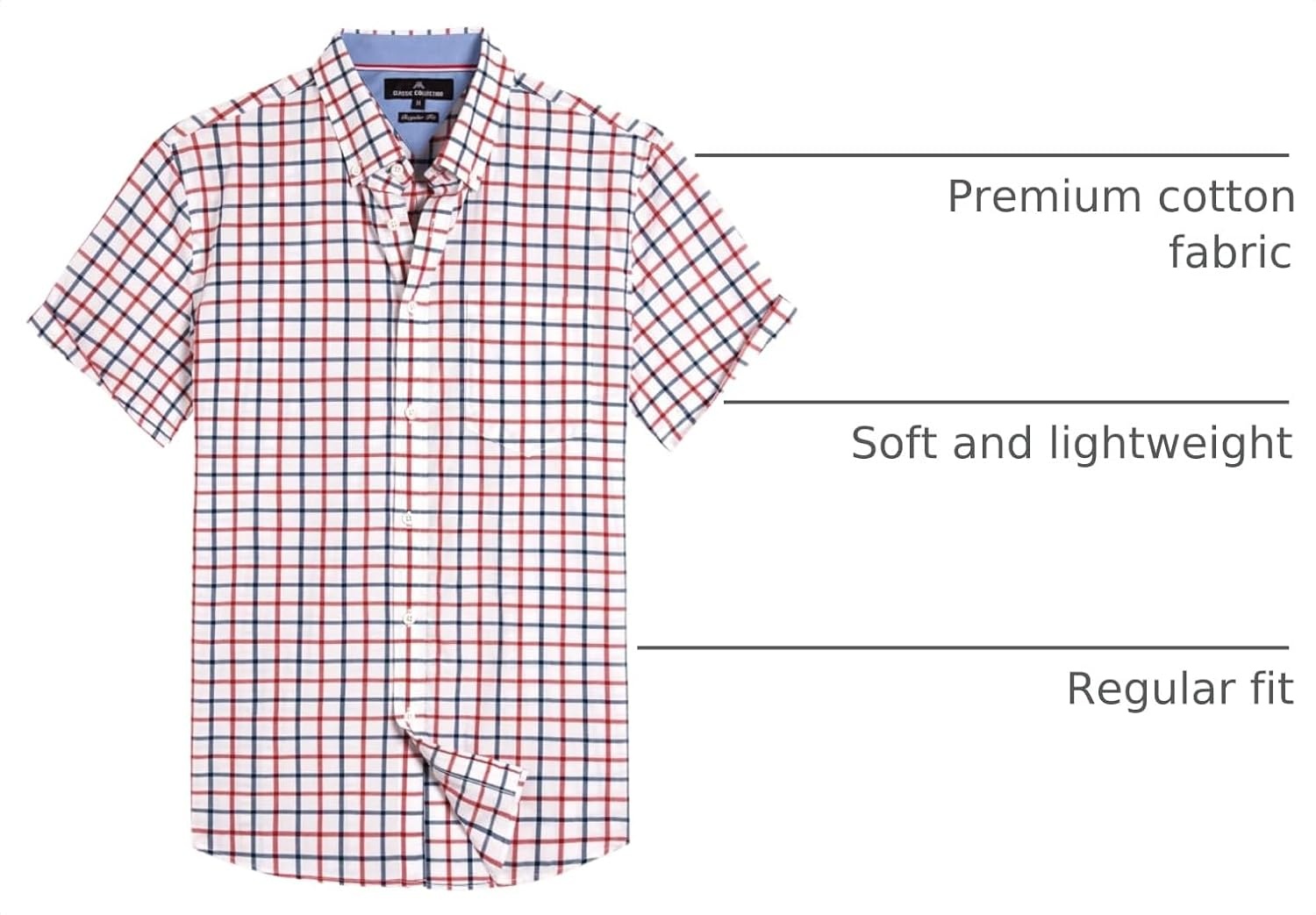 image:imageAlimens amp Gentle Plaid Mens Short Sleeve Button Down Shirts with PocketRed Check