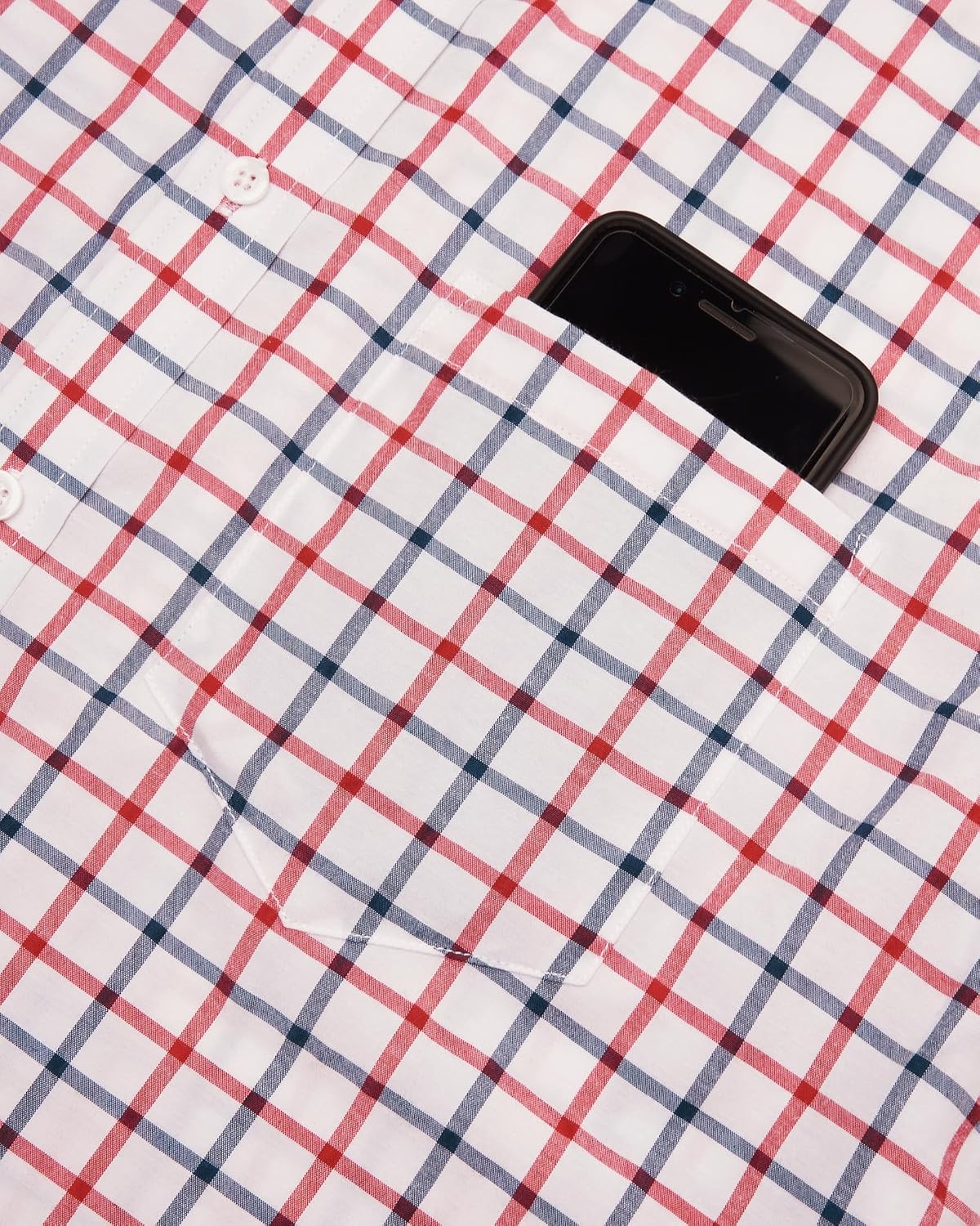 image:imageAlimens amp Gentle Plaid Mens Short Sleeve Button Down Shirts with PocketRed Check