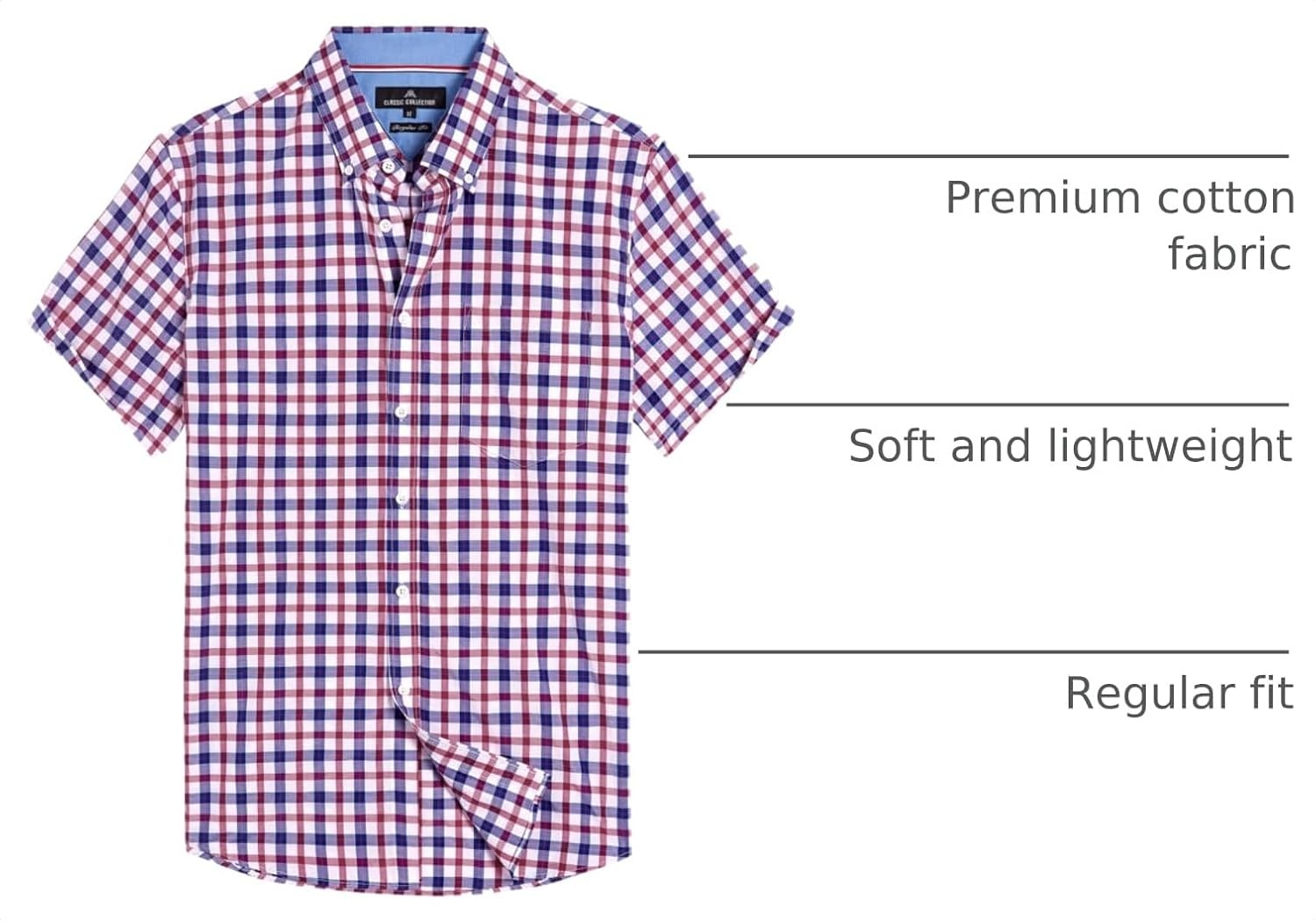 image:imageAlimens amp Gentle Plaid Mens Short Sleeve Button Down Shirts with PocketRed Navy Check