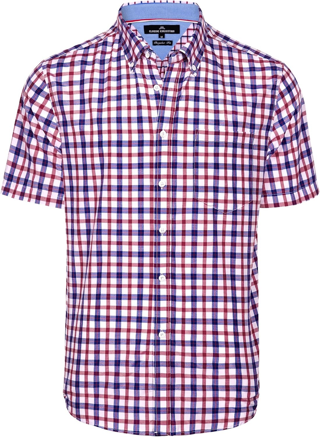 image:imageAlimens amp Gentle Plaid Mens Short Sleeve Button Down Shirts with PocketRed Navy Check