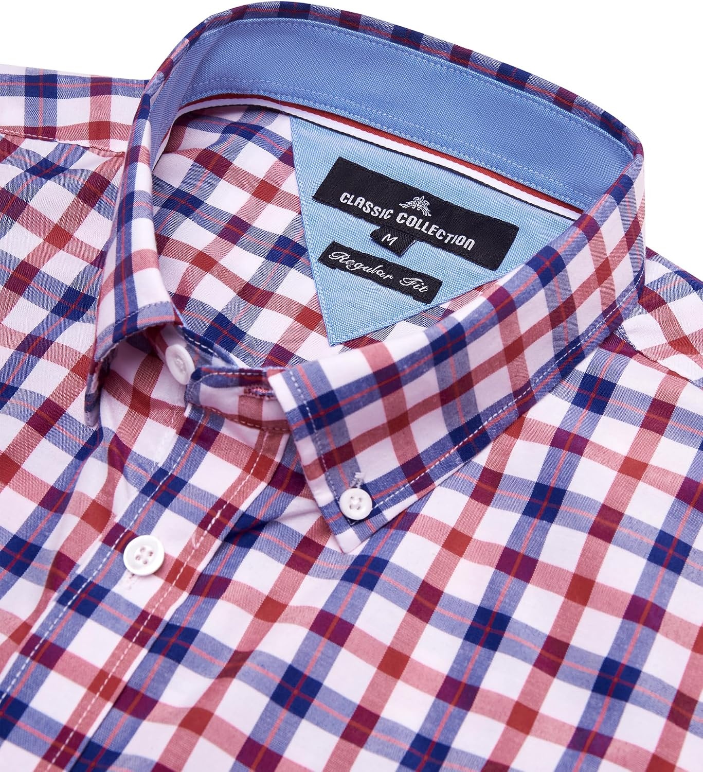 image:imageAlimens amp Gentle Plaid Mens Short Sleeve Button Down Shirts with PocketRed Navy Check