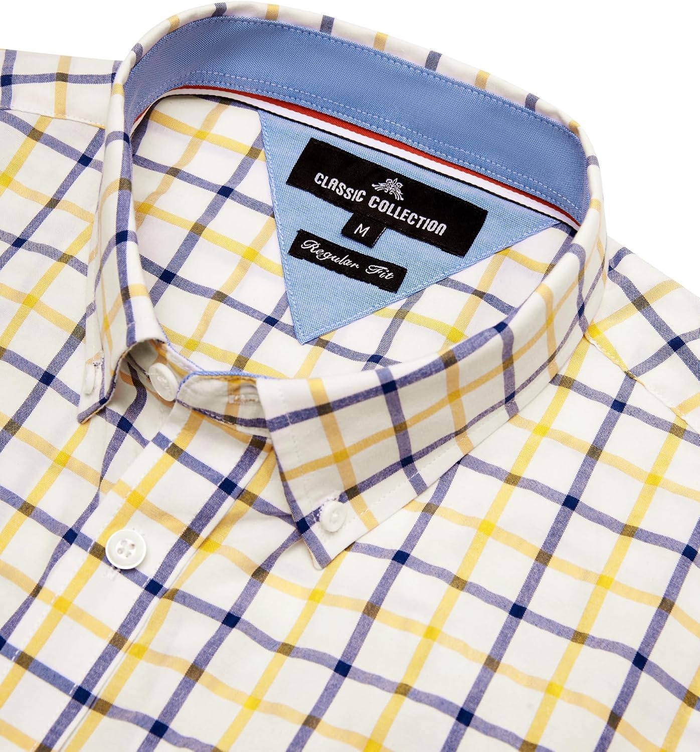 image:imageAlimens amp Gentle Plaid Mens Short Sleeve Button Down Shirts with PocketYellow Check