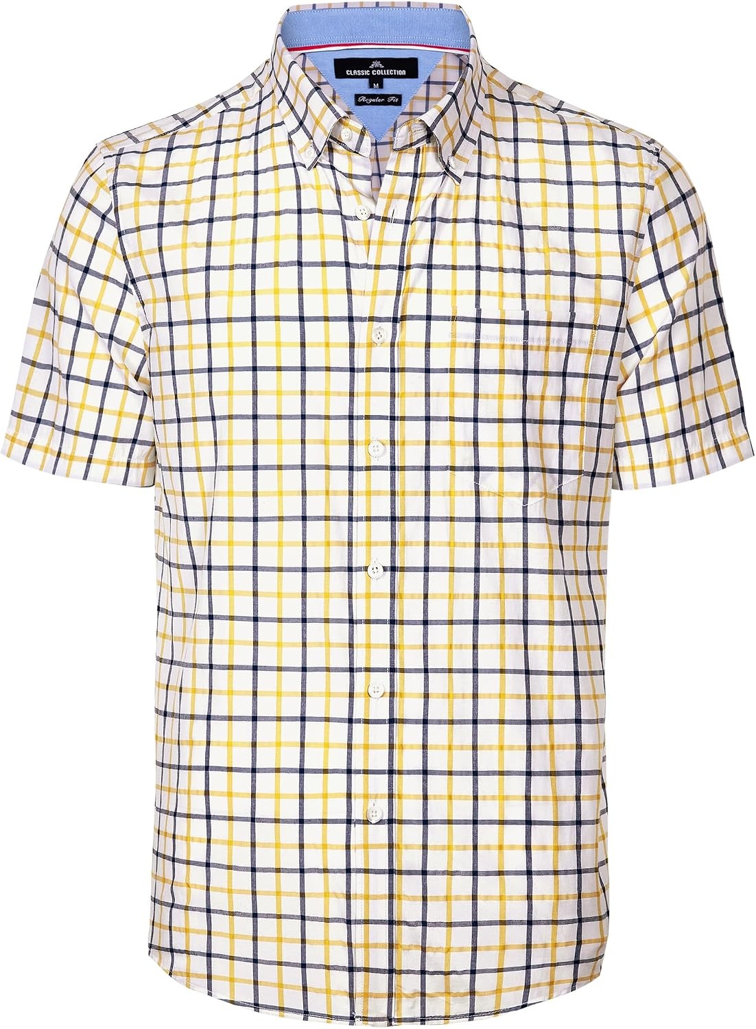 image:imageAlimens amp Gentle Plaid Mens Short Sleeve Button Down Shirts with PocketYellow Check