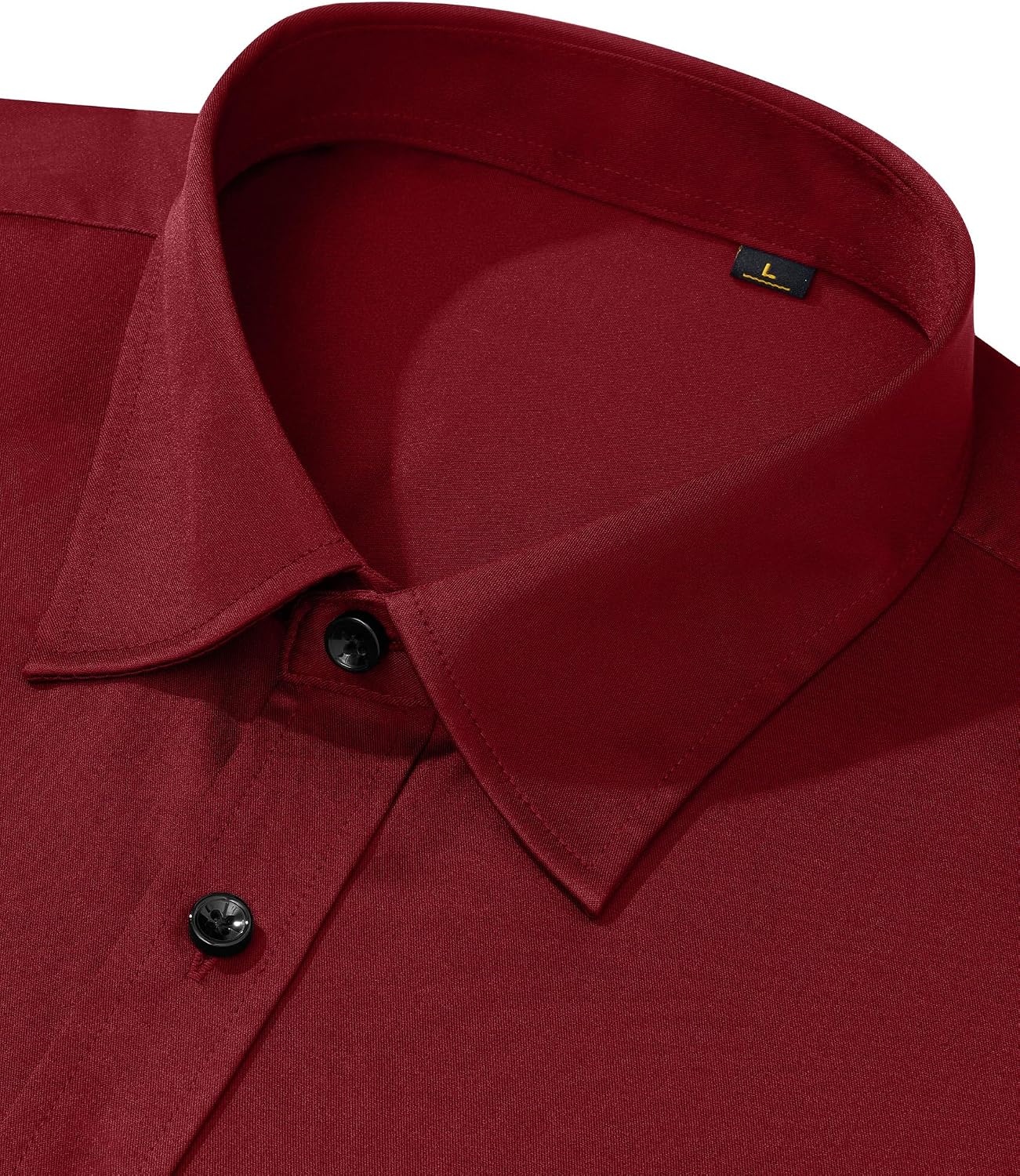 image:imageMens Dress Shirt Long Sleeve Wrinkle Free Stretch Button Down ShirtsBurgundy