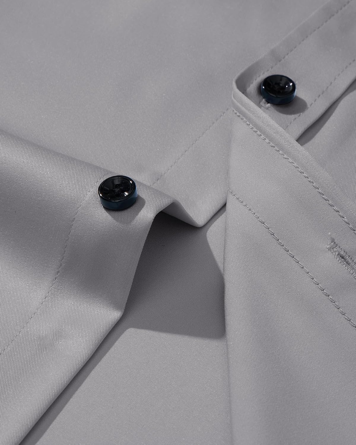 image:imageMens Dress Shirt Long Sleeve Wrinkle Free Stretch Button Down ShirtsGrey