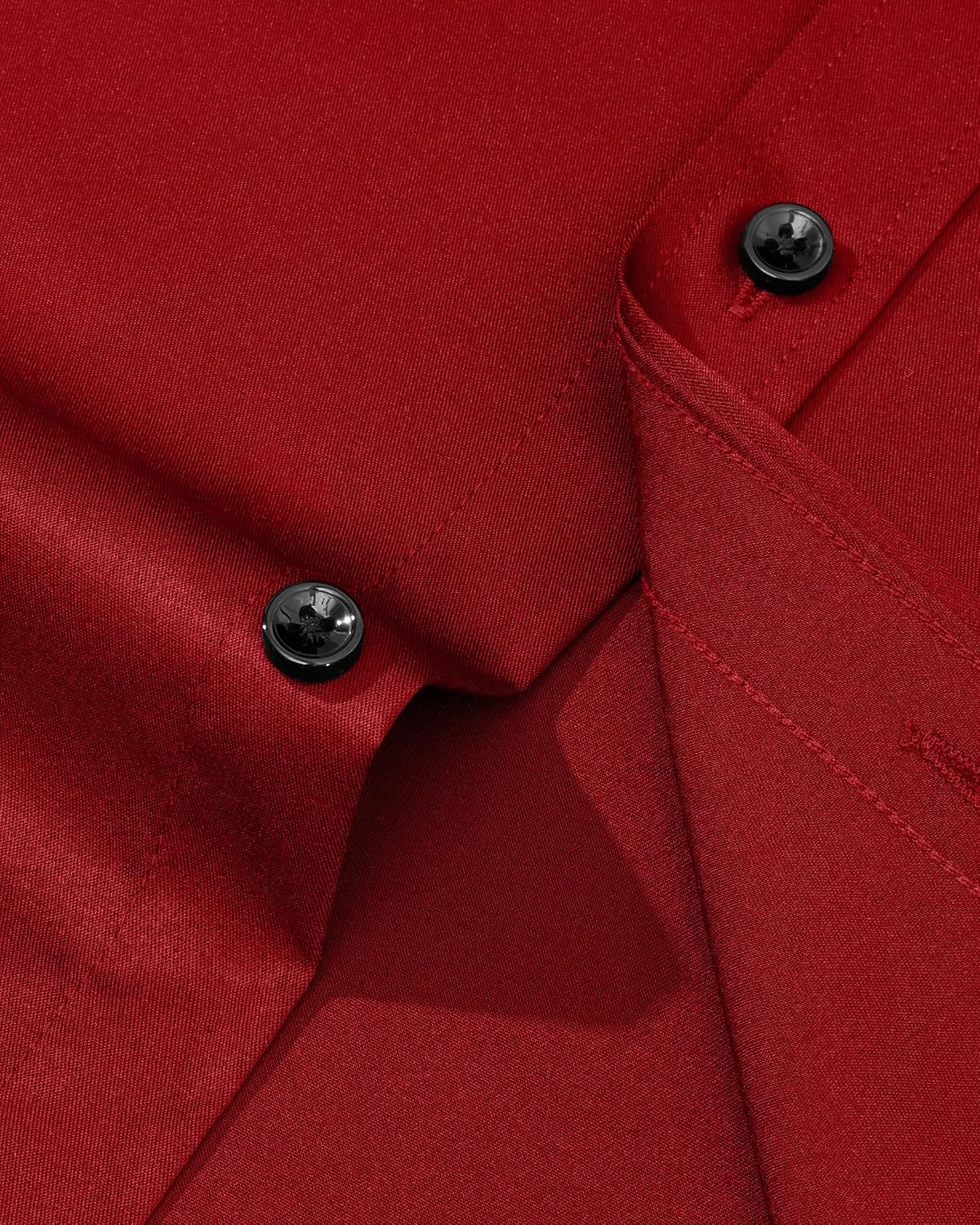 image:imageMens Dress Shirt Long Sleeve Wrinkle Free Stretch Button Down ShirtsRed