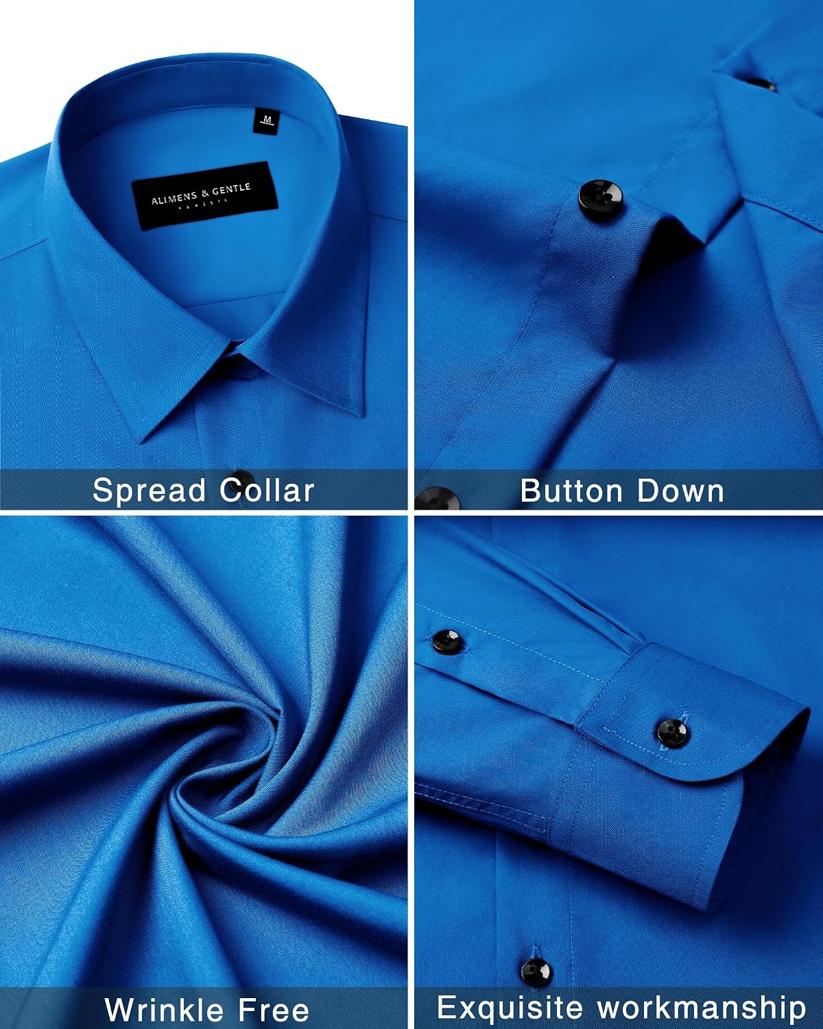 image:imageMens Dress Shirts Long Sleeve Wrinkle Free Business Button Down ShirtCobalt Blue