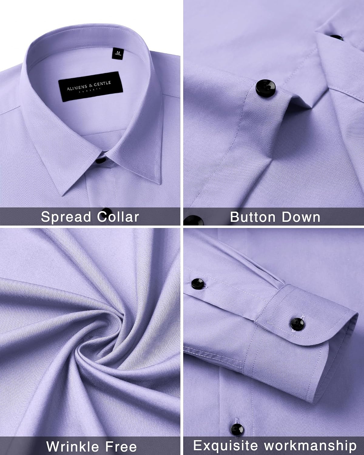 image:imageMens Dress Shirts Long Sleeve Wrinkle Free Business Button Down ShirtLight Purple