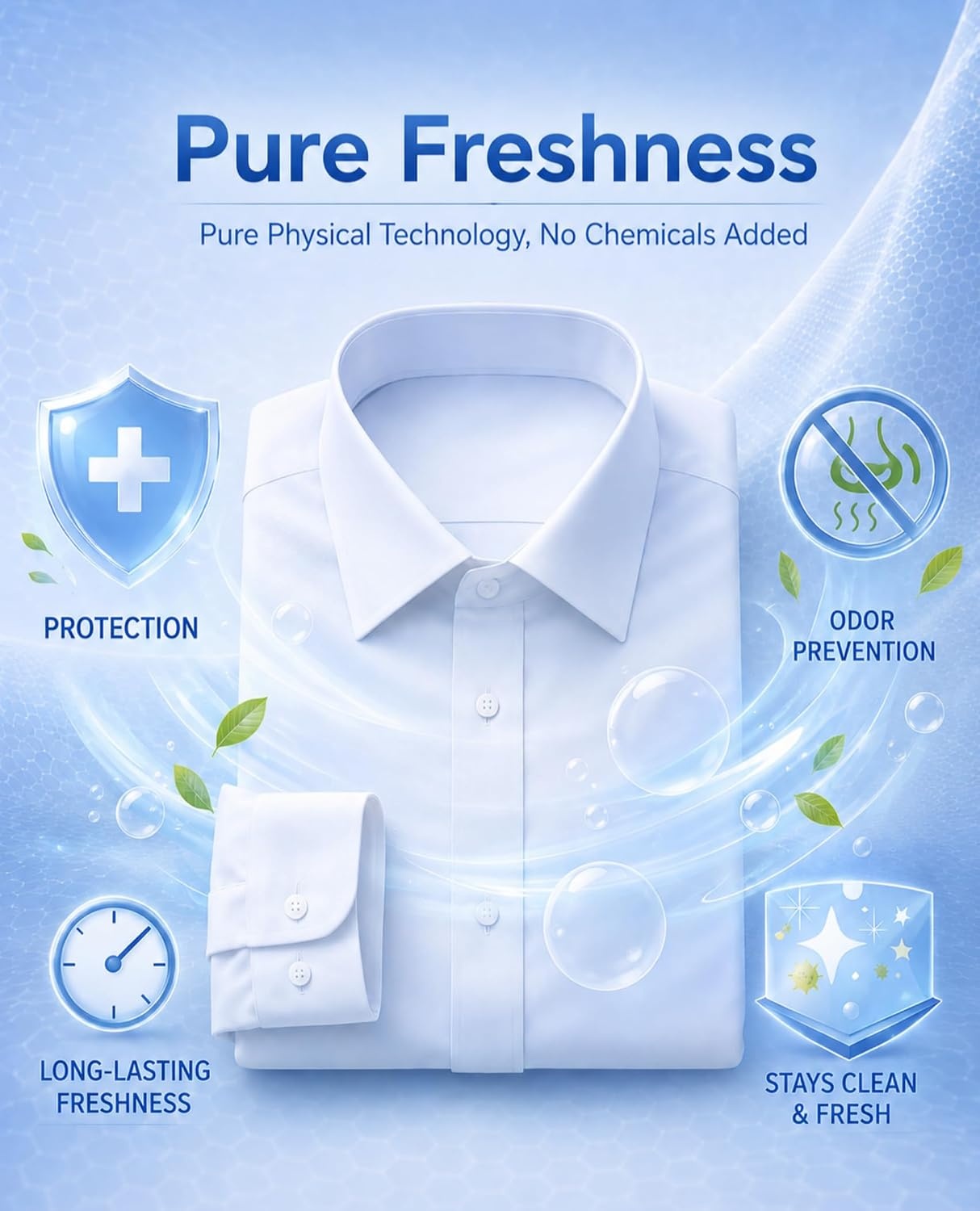 image:imageMens Dress Shirts Odor Resistant Long Sleeve Button Down Shirt StretchyClassic White