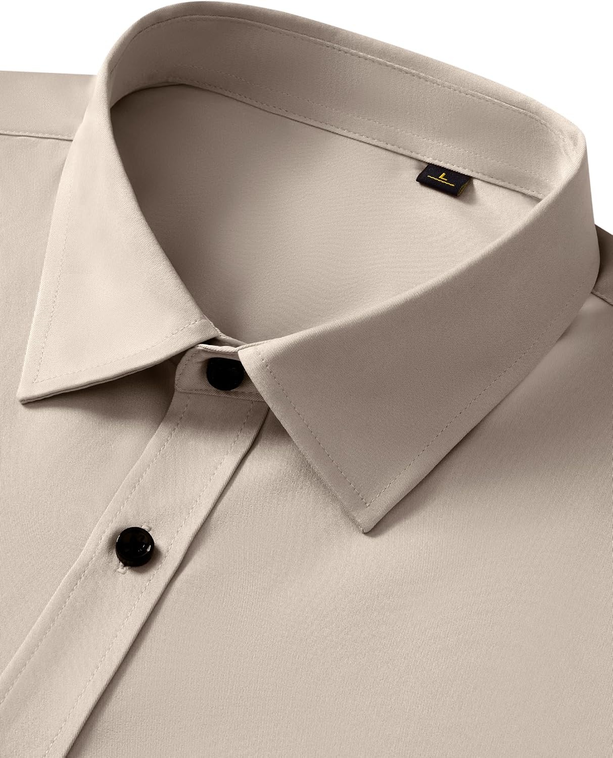 image:imageMens Dress Shirts Odor Resistant Long Sleeve Button Down Shirt StretchyTan