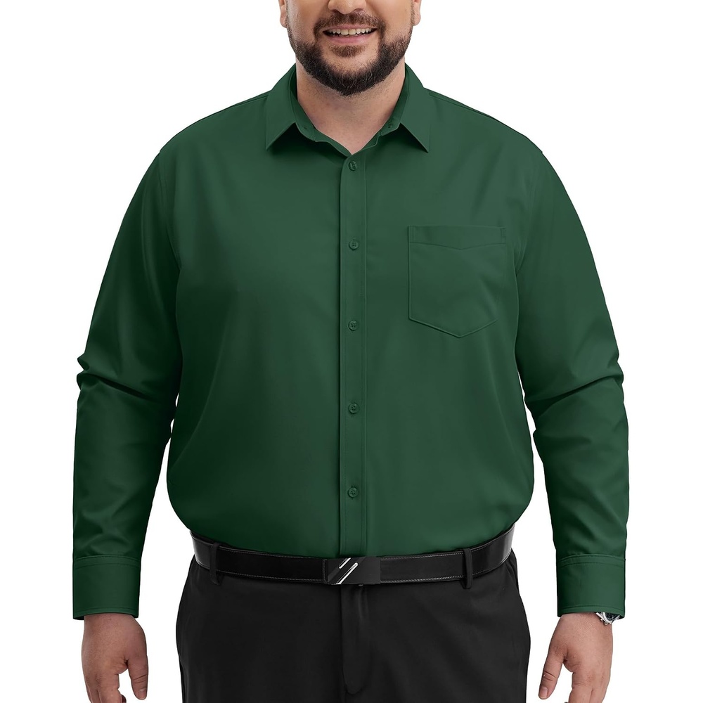 image:imageAlimens amp Gentle Big and Tall Dress Shirts for Men with Pocket2XL6XL BTDark Green