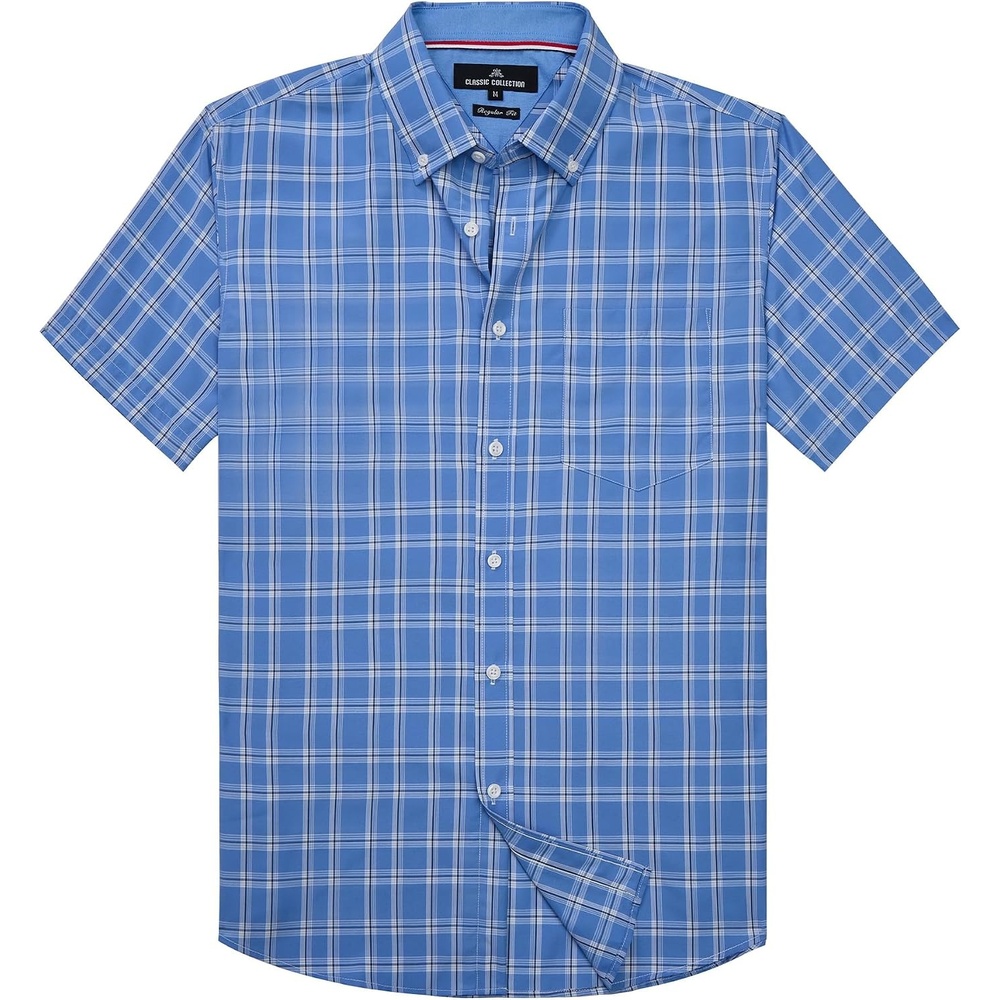 image:imageAlimens amp Gentle Plaid Mens Short Sleeve Button Down Shirts with PocketBlue Plaid