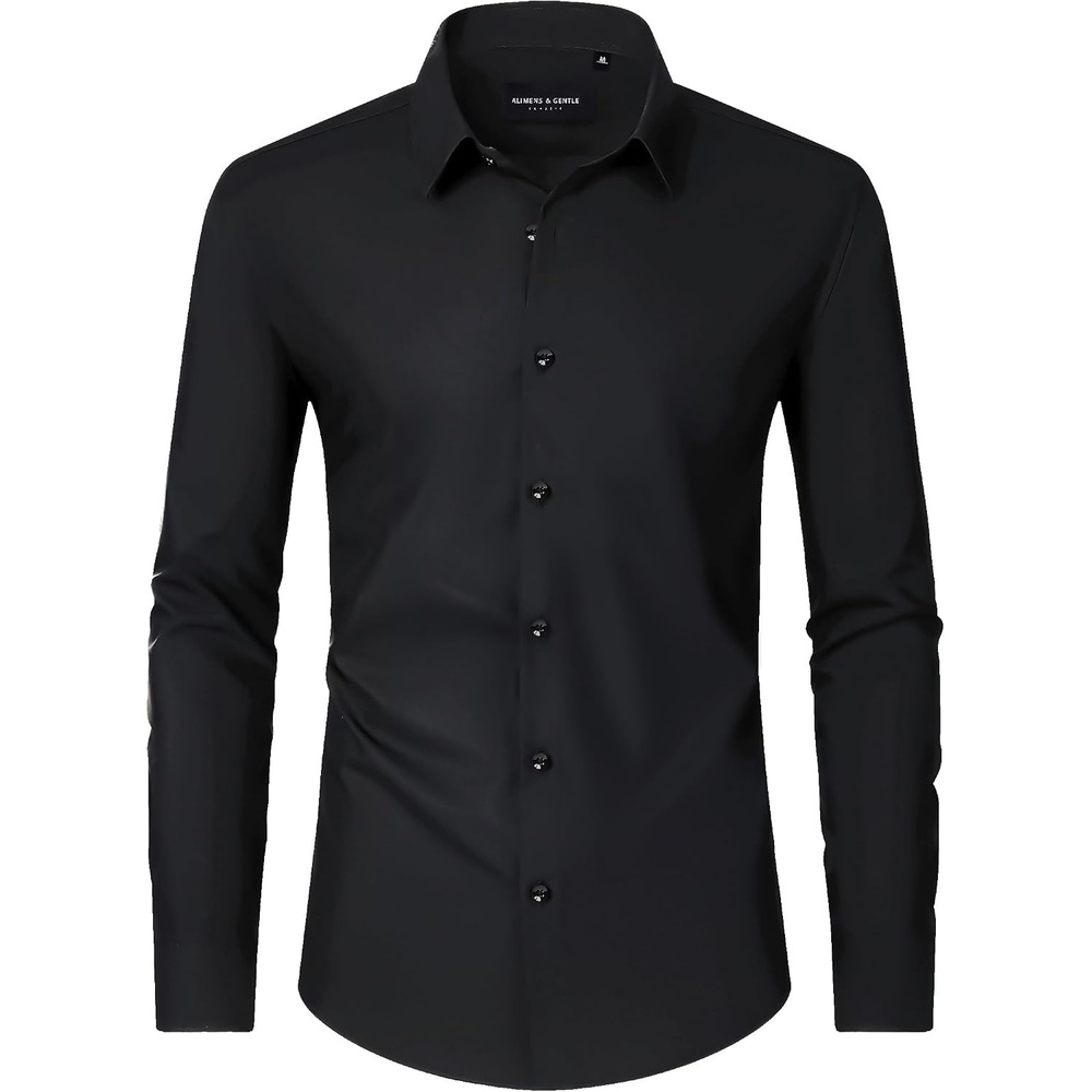 image:imageMens Dress Shirts Long Sleeve Wrinkle Free Business Button Down ShirtBlack