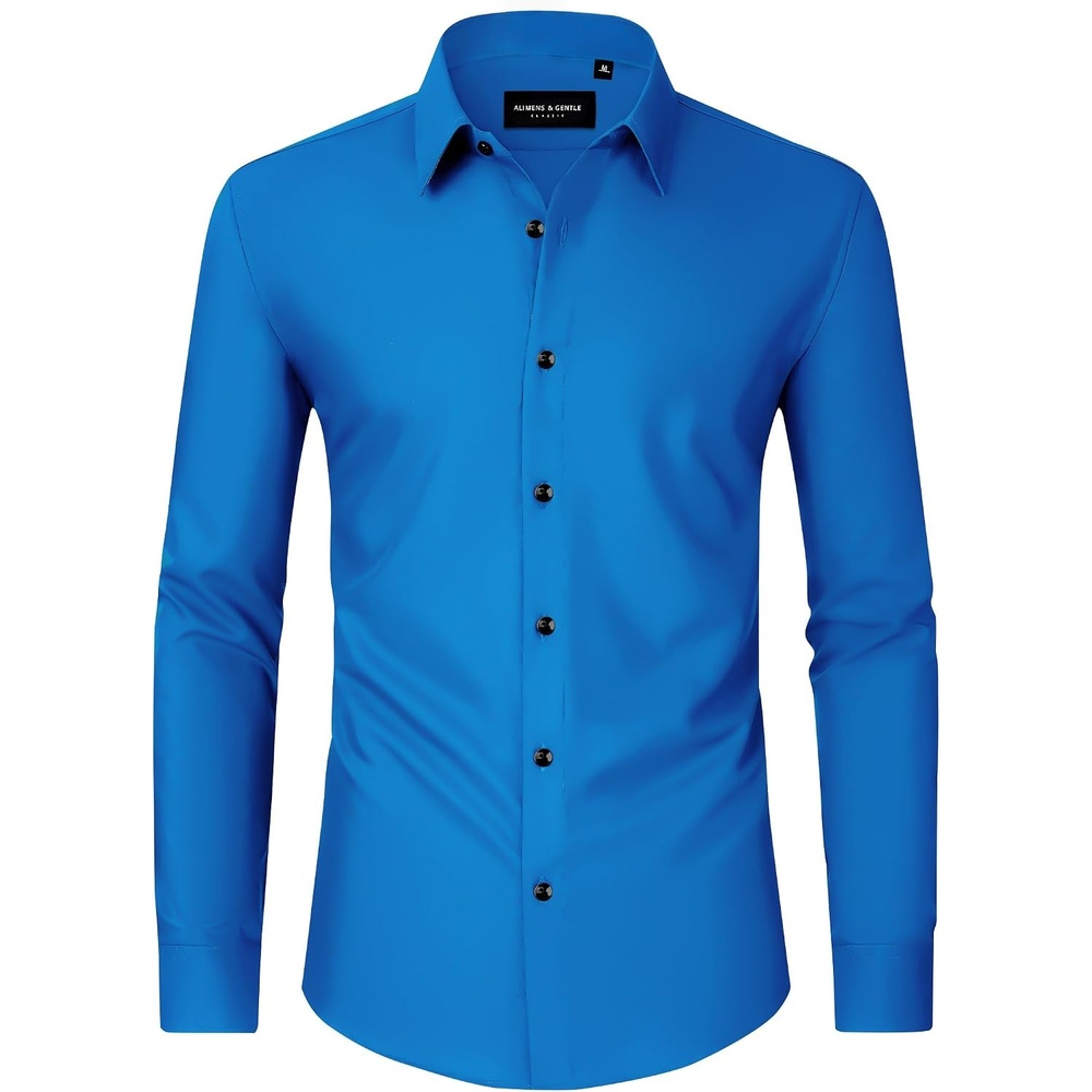 image:imageMens Dress Shirts Long Sleeve Wrinkle Free Business Button Down ShirtCobalt Blue