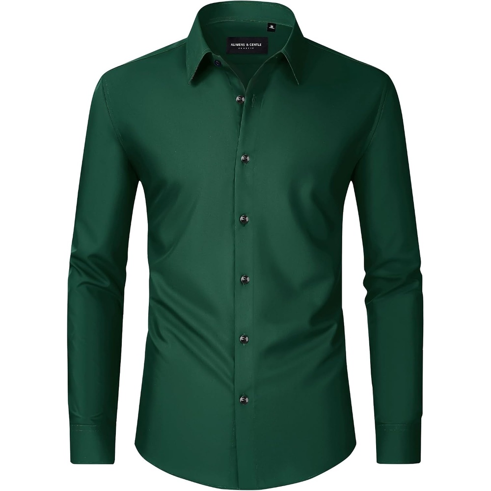 image:imageMens Dress Shirts Long Sleeve Wrinkle Free Business Button Down ShirtGreen