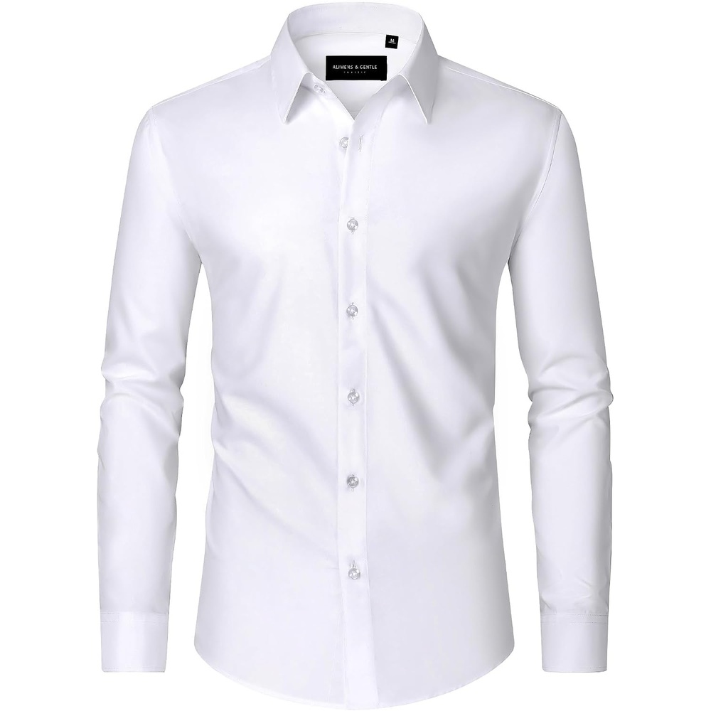 image:imageMens Dress Shirts Long Sleeve Wrinkle Free Business Button Down ShirtSolid White