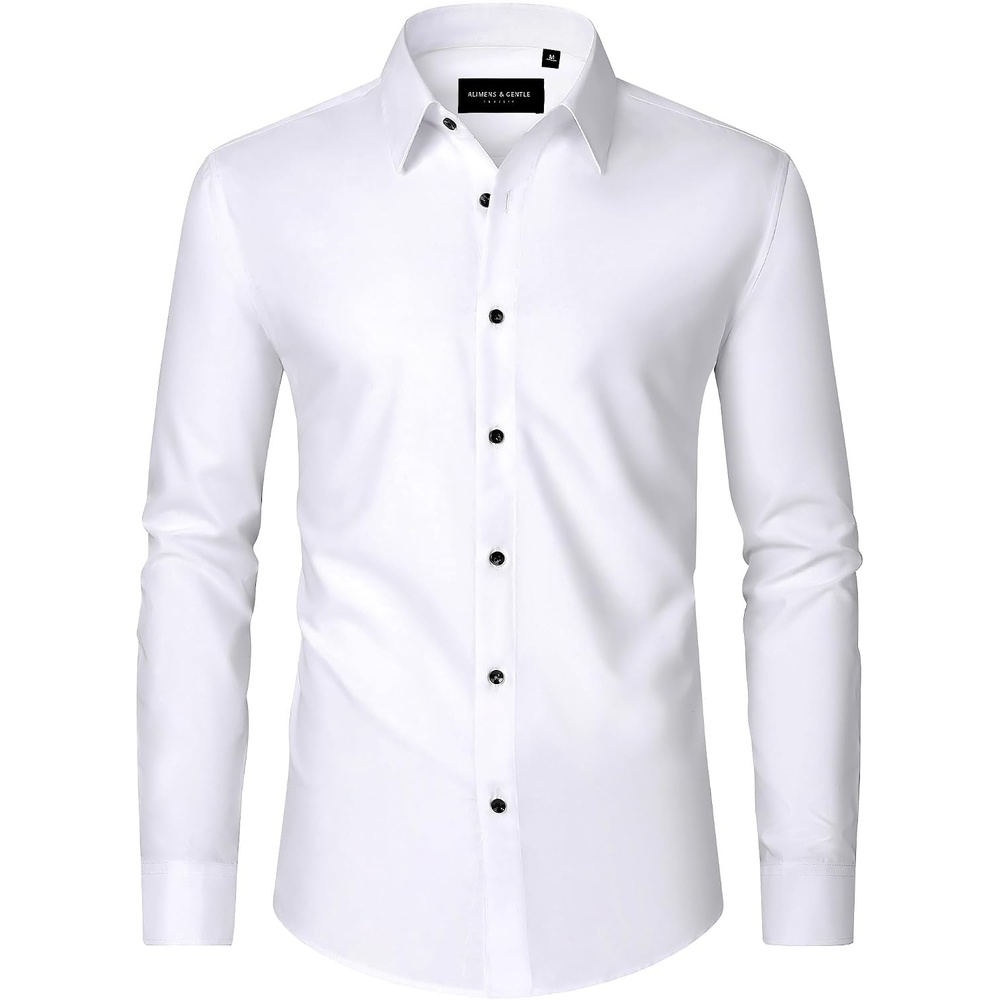 image:imageMens Dress Shirts Long Sleeve Wrinkle Free Business Button Down ShirtWhite
