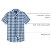 Alimens & Gentle Plaid Mens Short Sleeve Button Down Shirts with Pocket(Black Green Check)