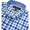 Alimens & Gentle Plaid Mens Short Sleeve Button Down Shirts with Pocket(Blue Navy Check)