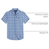 Alimens & Gentle Plaid Mens Short Sleeve Button Down Shirts with Pocket(Blue Navy Check)