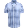 Alimens & Gentle Plaid Mens Short Sleeve Button Down Shirts with Pocket(Blue Navy Plaid)