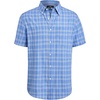 Alimens & Gentle Plaid Mens Short Sleeve Button Down Shirts with Pocket(Blue Plaid)