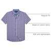 Alimens & Gentle Plaid Mens Short Sleeve Button Down Shirts with Pocket(Blue Red Plaid)