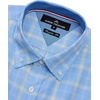 Alimens & Gentle Plaid Mens Short Sleeve Button Down Shirts with Pocket(Blue Yellow Plaid)