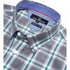 Alimens & Gentle Plaid Mens Short Sleeve Button Down Shirts with Pocket(Grey Green Plaid)