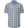 Alimens & Gentle Plaid Mens Short Sleeve Button Down Shirts with Pocket(Grey Green Plaid)
