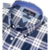 Alimens & Gentle Plaid Mens Short Sleeve Button Down Shirts with Pocket(Navy Blue Plaid)