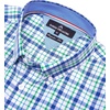Alimens & Gentle Plaid Mens Short Sleeve Button Down Shirts with Pocket(Navy Green Check)
