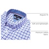 Alimens & Gentle Plaid Mens Short Sleeve Button Down Shirts with Pocket(Navy Red Small Plaid)