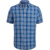 Alimens & Gentle Plaid Mens Short Sleeve Button Down Shirts with Pocket(Navy White Check)