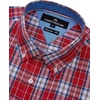 Alimens & Gentle Plaid Mens Short Sleeve Button Down Shirts with Pocket(Red Blue Plaid)