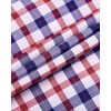 Alimens & Gentle Plaid Mens Short Sleeve Button Down Shirts with Pocket(Red Navy Check)