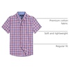 Alimens & Gentle Plaid Mens Short Sleeve Button Down Shirts with Pocket(Red Navy Check)