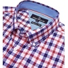 Alimens & Gentle Plaid Mens Short Sleeve Button Down Shirts with Pocket(Red Navy Check)