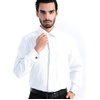 Men’s Dress Shirts French Cuff Regular Fit Formal Tuxedo Cufflinks Shirt(White)