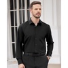 Men’s Dress Shirts Long Sleeve Wrinkle Free Business Button Down Shirt(Black)